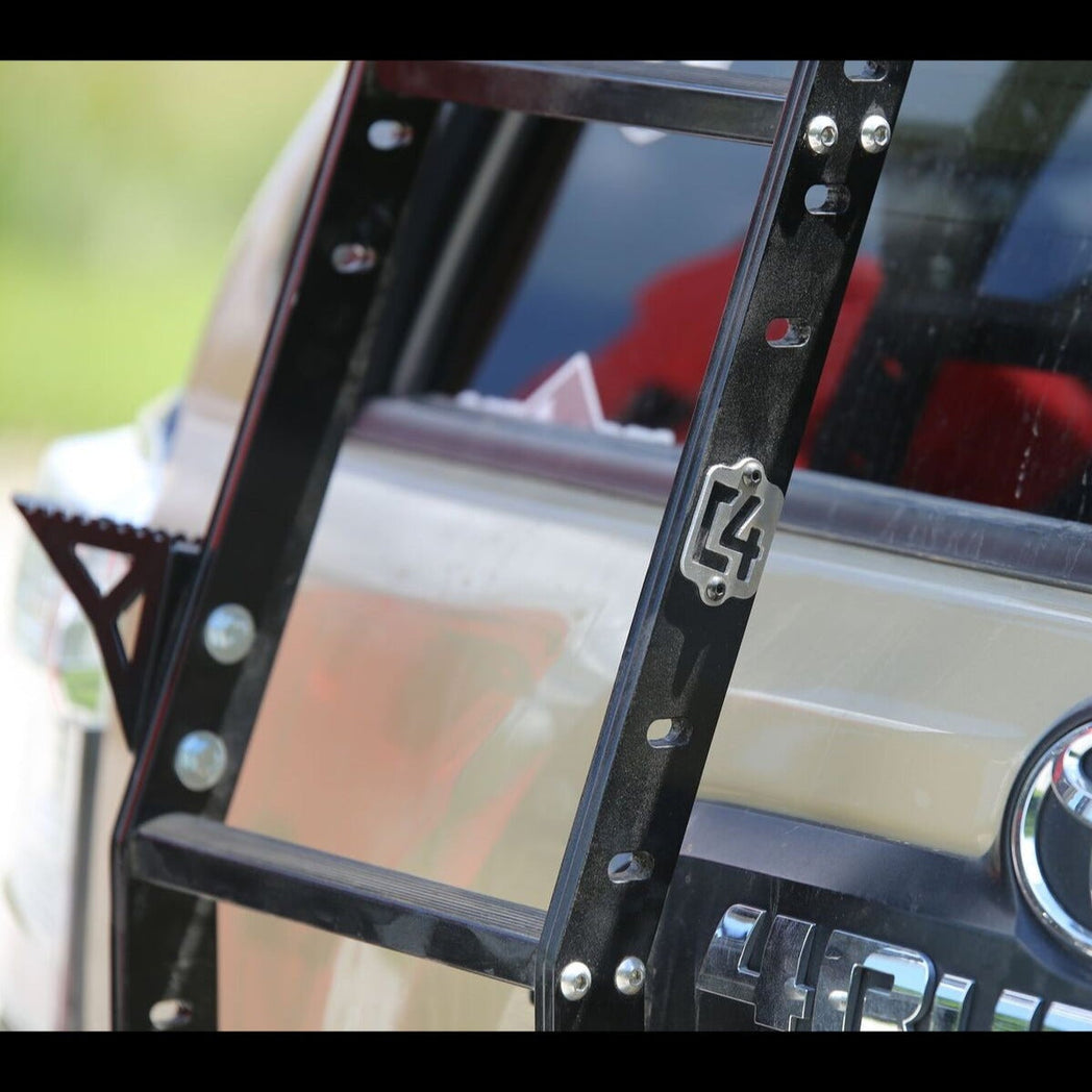 Side view of the Summit hatch ladder from C4 that shows the many possible mounting locations for the accessory side step. 