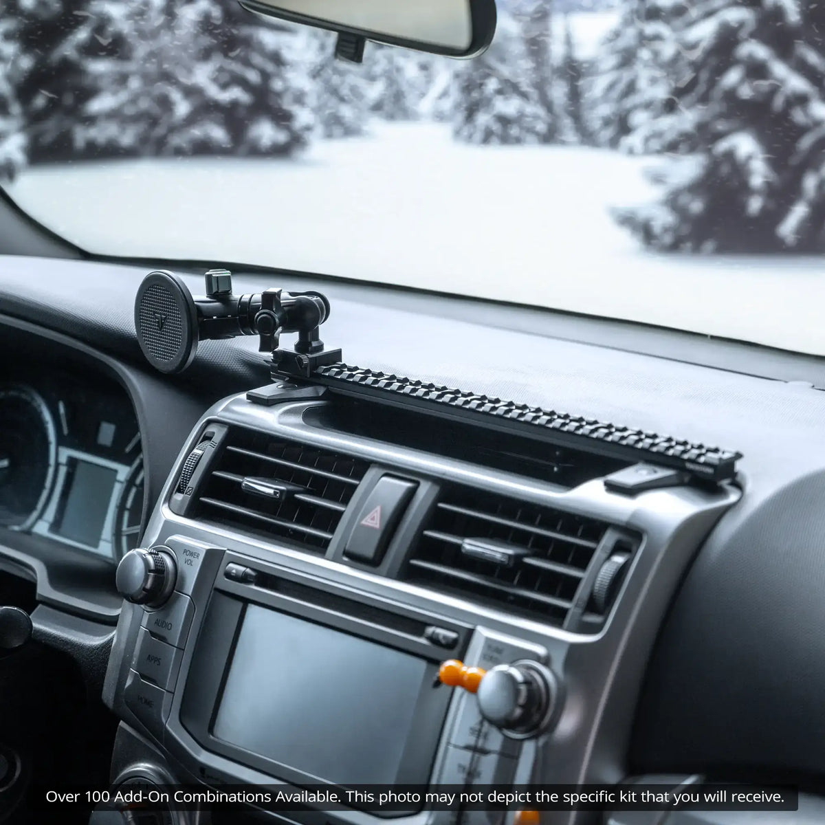 TRAXX™ - Assault Track Picatinny Dash Bracket With Magnetic (MagSafe) Phone & Midland Magnetic Radio Microphone Holder | 2010-2024 Toyota 4Runner