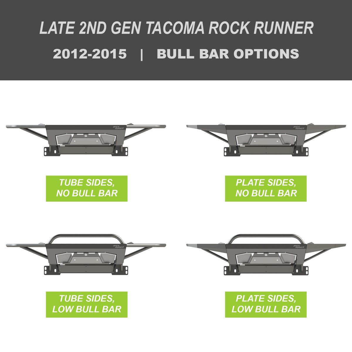 Cover photo of the C4 Rock Runner front bumper for the 2nd Gen Tacoma with emphasis on the vehicle and bumper and the background faded out.