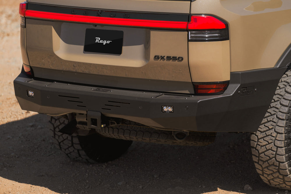 S2 light mounted in the full-width, steel, off-road rear bumper for the Lexus GX 550.
