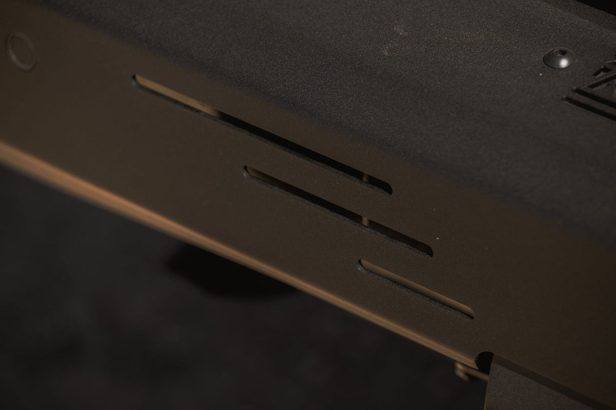 Vented steel plate on the full-width, steel, off-road rear bumper for the Lexus GX 550.