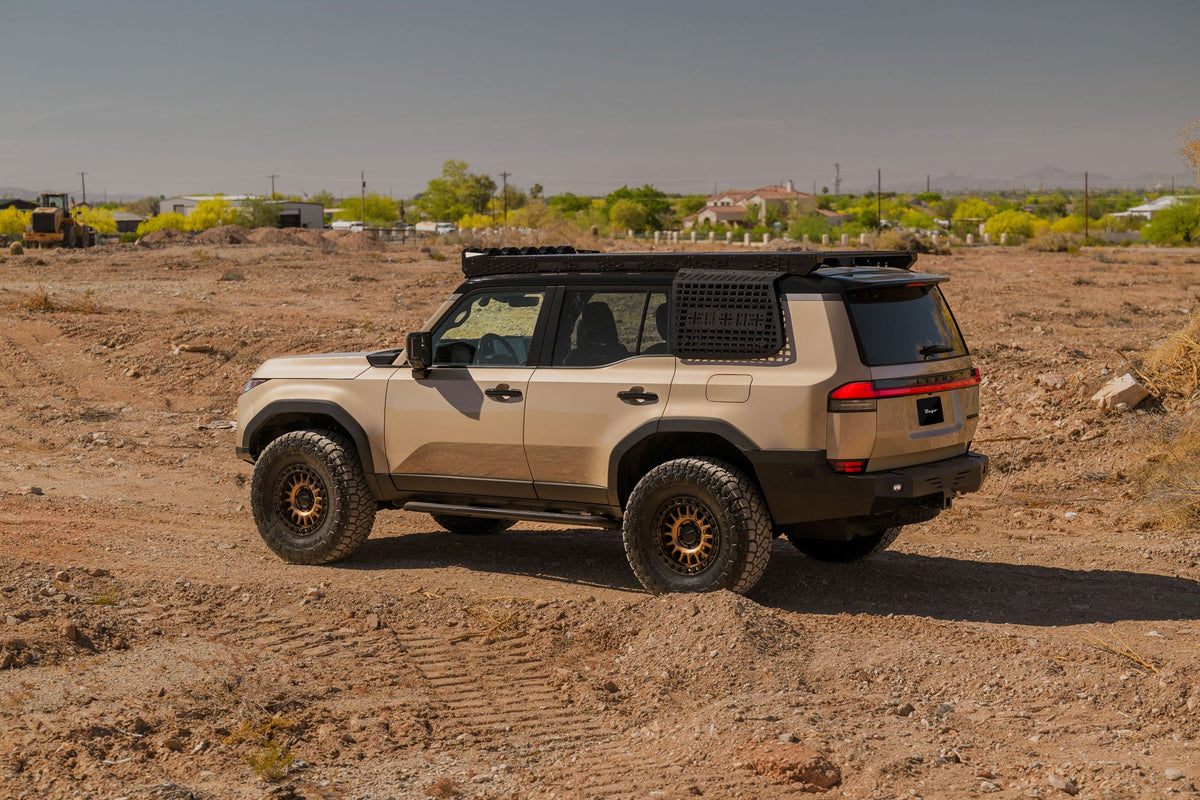 Desert landscape with the full-width, steel, off-road rear bumper for the Lexus GX 550.