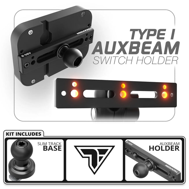 Auxbeam Holder | TRAXX™ - Slim Track Base | Choose Arm Length & Panel Type