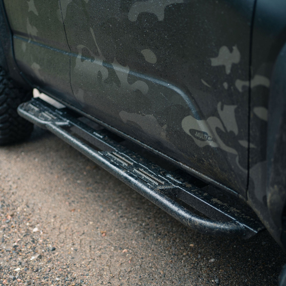 Feature photo of the C4 sliders for the 4th Generation Tacoma with the background faded out and the steel slider front and center. 