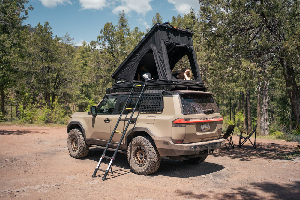 Camping trip with the fully-equipped GX 550. Visible is the full-width, steel, off-road rear bumper for the Lexus GX 550.