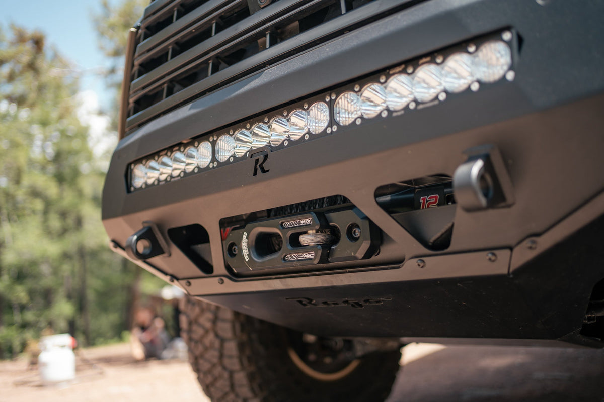 The Lexus GX 550 full-width front bumper is winch compatible, and has mounting points for D-Rings for recovery situations.