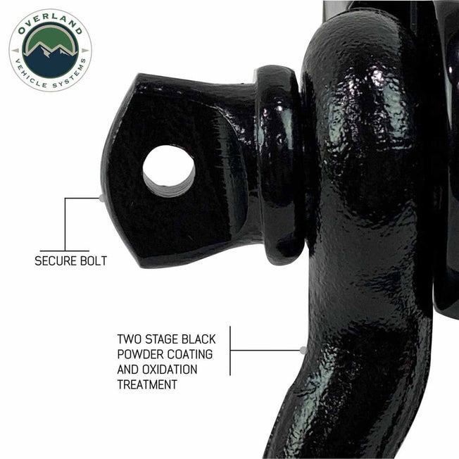 Receiver Mount Recovery Shackle 3/4" 4.75 Ton Rated Black Universal