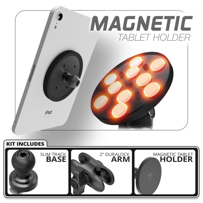 Magnetic Tablet Holder | TRAXX™ - Slim Track Base | 2" DuraLock™ Arm