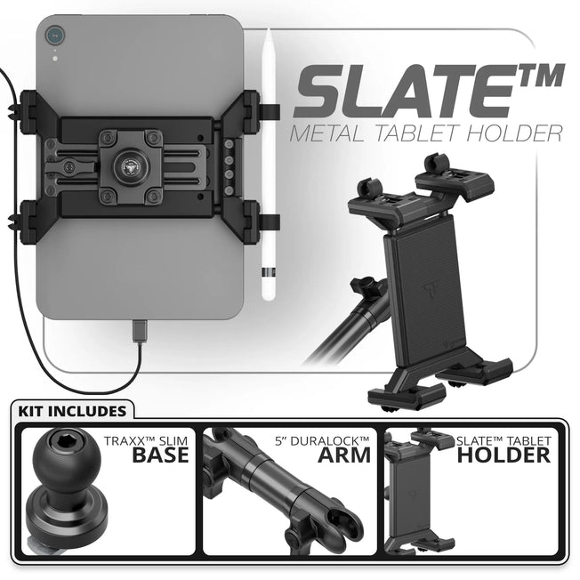 Metal Tablet Holder | TRAXX™ - Slim Track Base | 5" DuraLock Arm