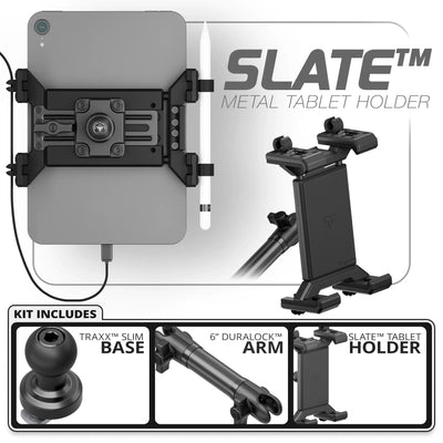 Metal Tablet Holder | TRAXX™ - Slim Track Base | 6" DuraLock Arm