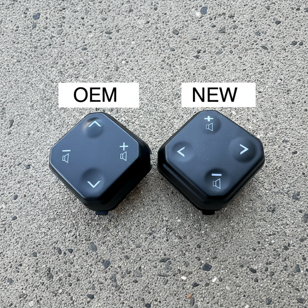 Two control buttons labeled 'OEM' and 'NEW' on a textured surface.