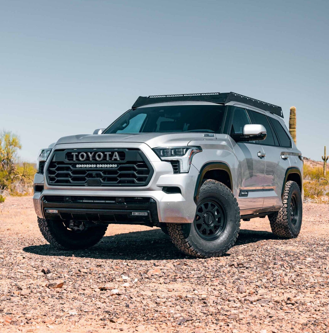2024 Toyota Sequoia built with Westcott Designs Lift Kit, Modular Rood Rack and Rear Hatch Ladder