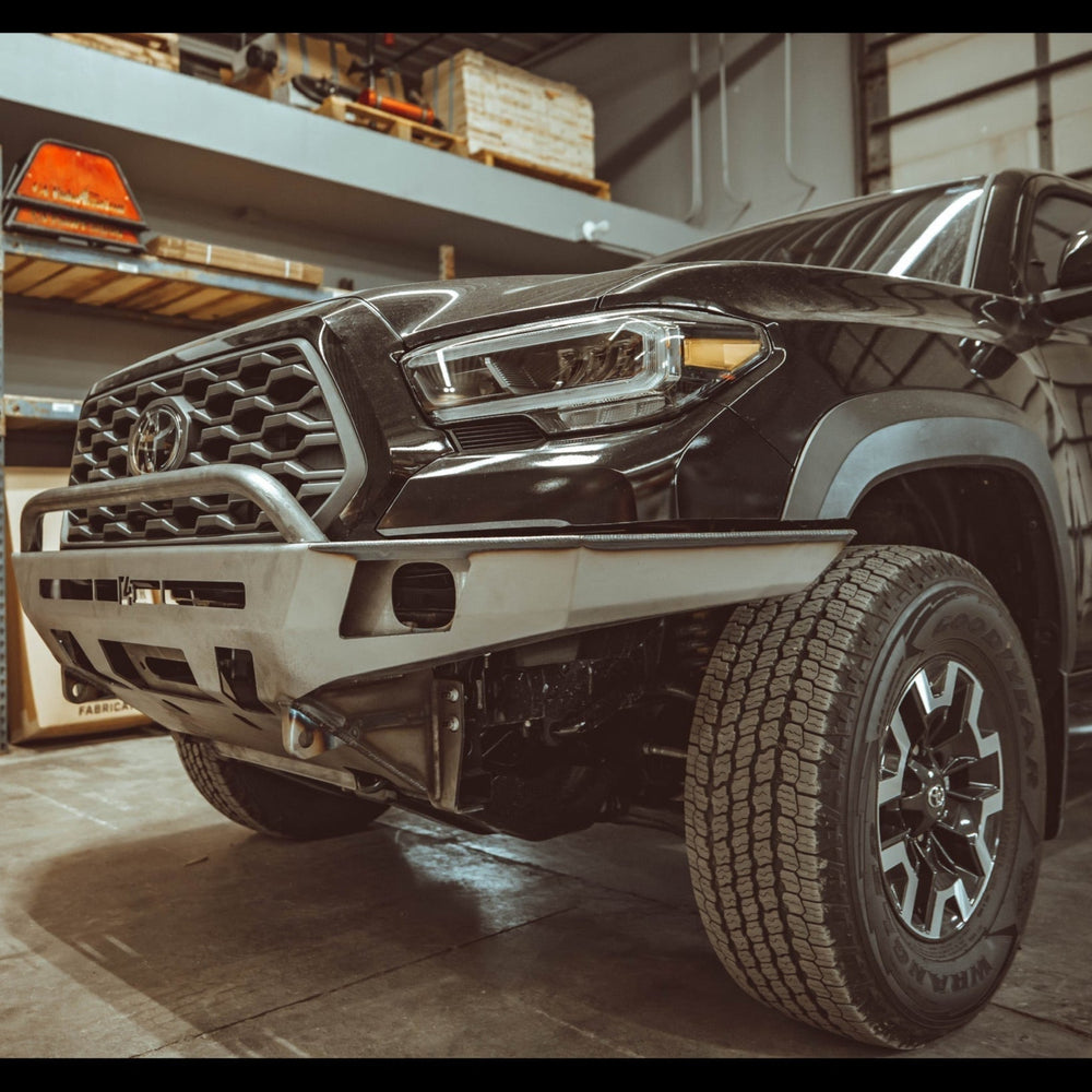 Close up of the plated side wings of the C4 Overland front bumper for the 3rd Gen Tacoma.