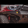 Close up view of the plated side wings on the C4 Overland front bumper with room for auxiliary lighting built in.