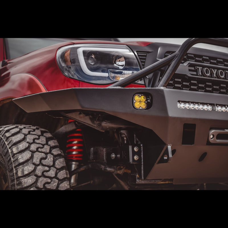 Close up view of the plated side wings on the C4 Overland front bumper with room for auxiliary lighting built in.