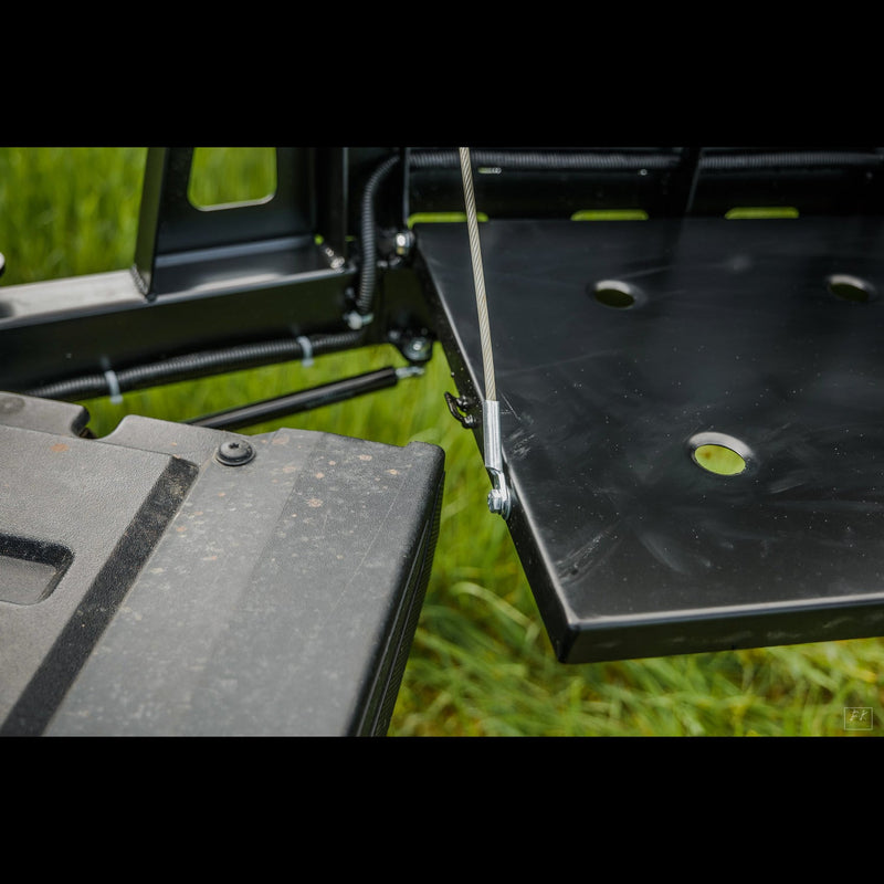 View showing the height of the C4 swing out table and how it corresponds to the height of the tailgate on the Toyota Tacoma.