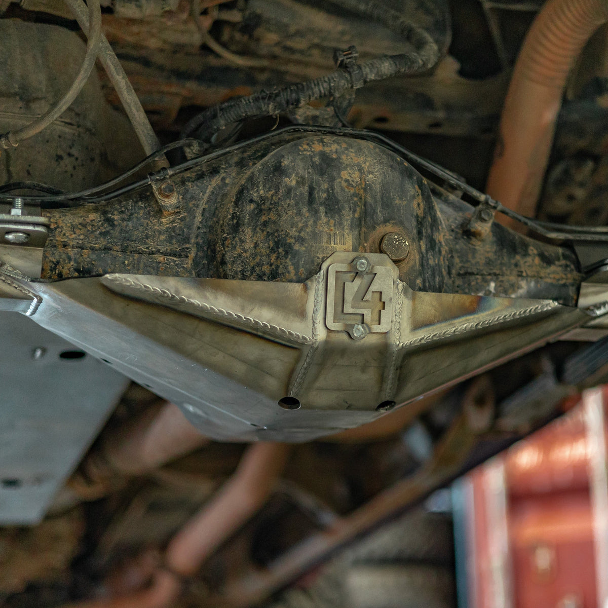 Cover photo of the rear diff skid for the 2nd Gen Tacoma from C4 with the background faded out and emphasis on the skid.
