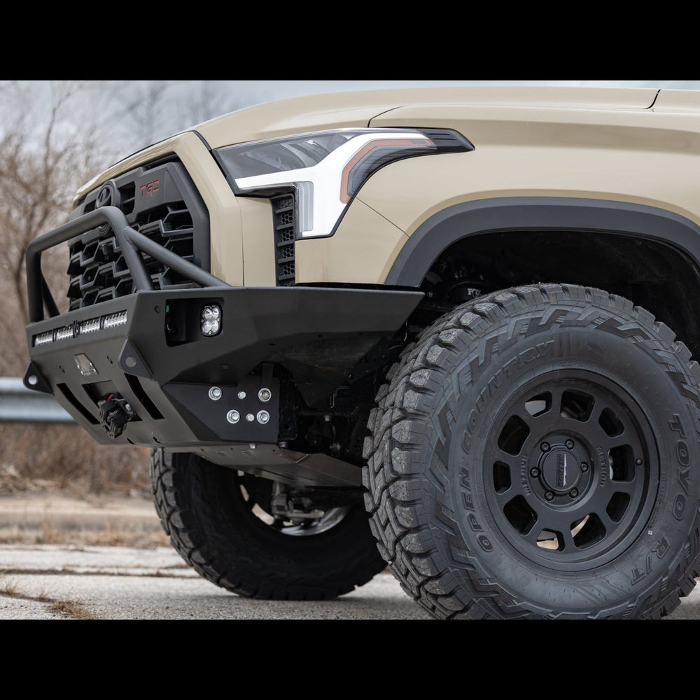 Quartering side view of the Toyota Tundra Overland bumper made by C4 Fabrication for the 3rd Gen Tundra.