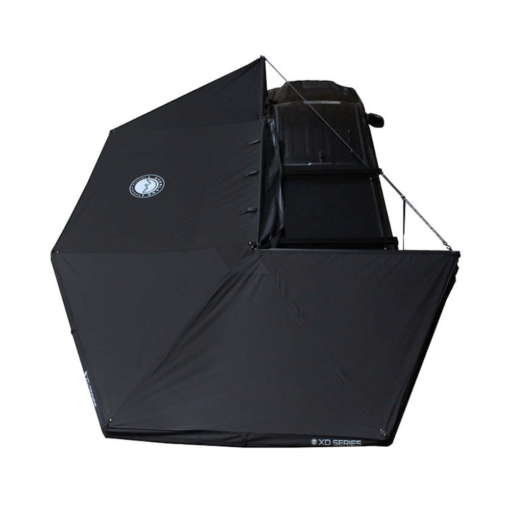 OVS XD Nomadic 270 Degree Awning W/Lights & Black Out - Black Body, Grey Trim & Black Travel Cover