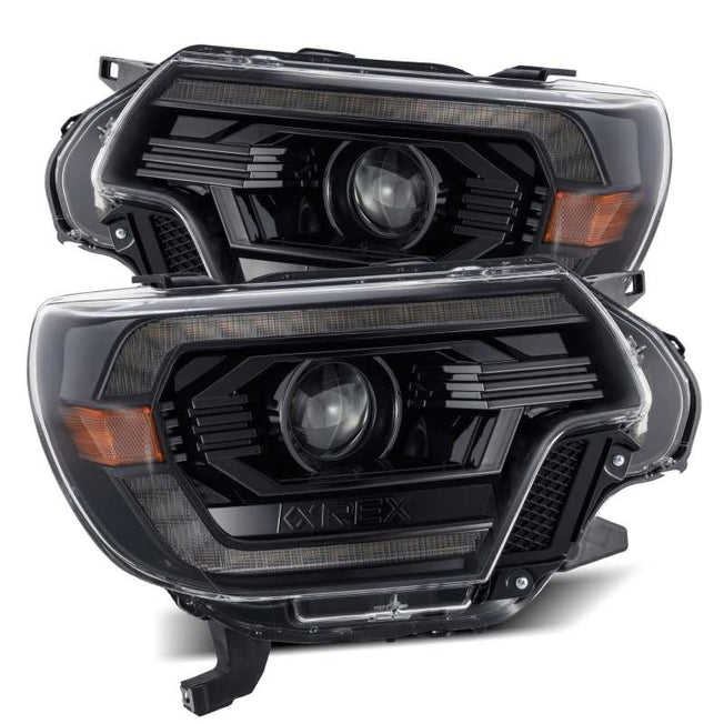 12-15 Toyota Tacoma LUXX LED Projector Headlights Plank Style Alpha Black w/DRL