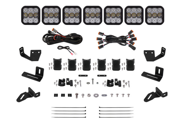 Prinsu/Sherpa Roof Racks- SS5 7-Pod CrossLink Mounting Kit - Pro White Combo