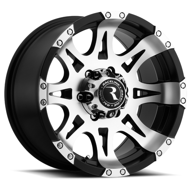 982 Raptor 16x8in / 6x139.7 BP / 0mm Offset / 106.1mm Bore - Black & Machined Wheel