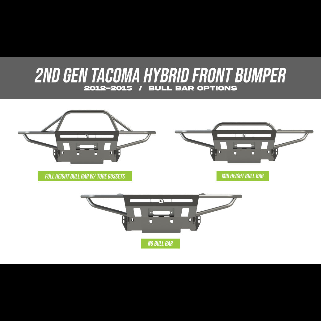 Cover photo of the C4 Hybrid front winch bumper for the late 2nd Generation Tacoma with the background faded out and the truck and bumper emphasized. 