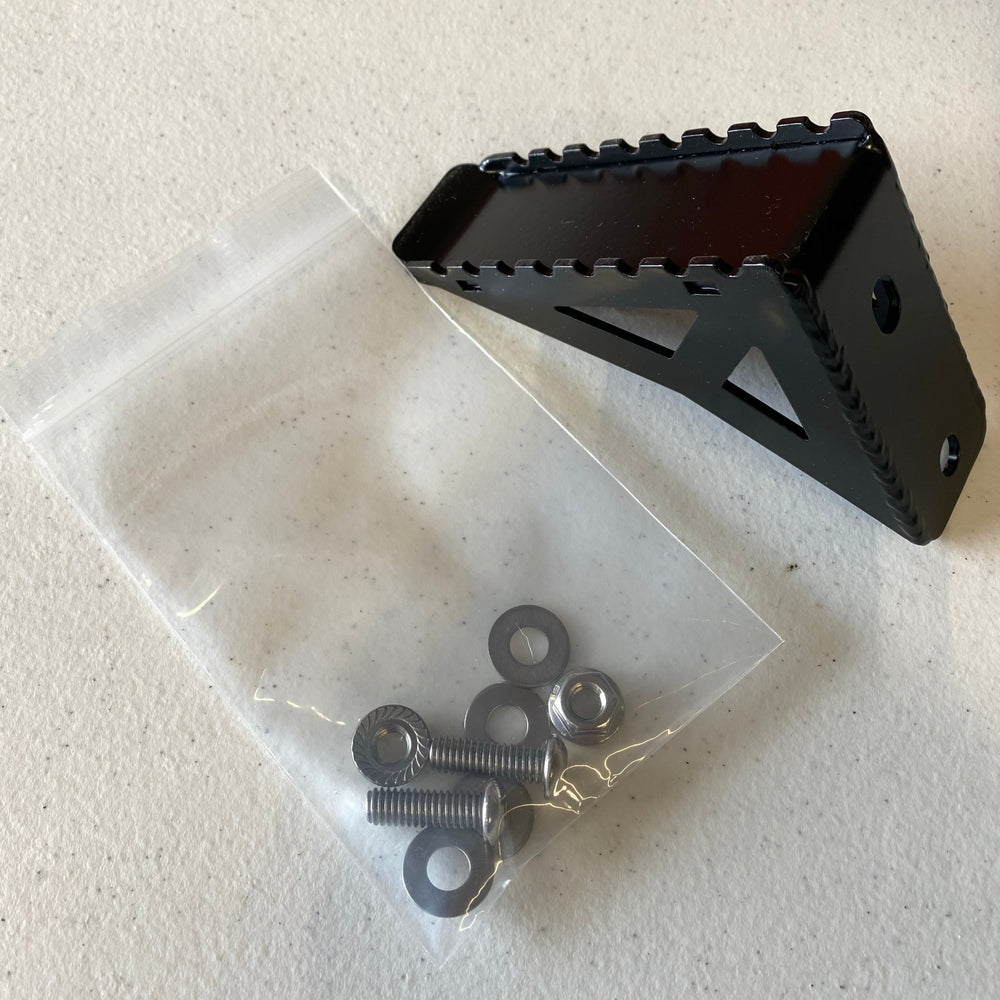 Image showing what comes in the side step kit for the Summit hatch ladder - the step itself plus mounting hardware.