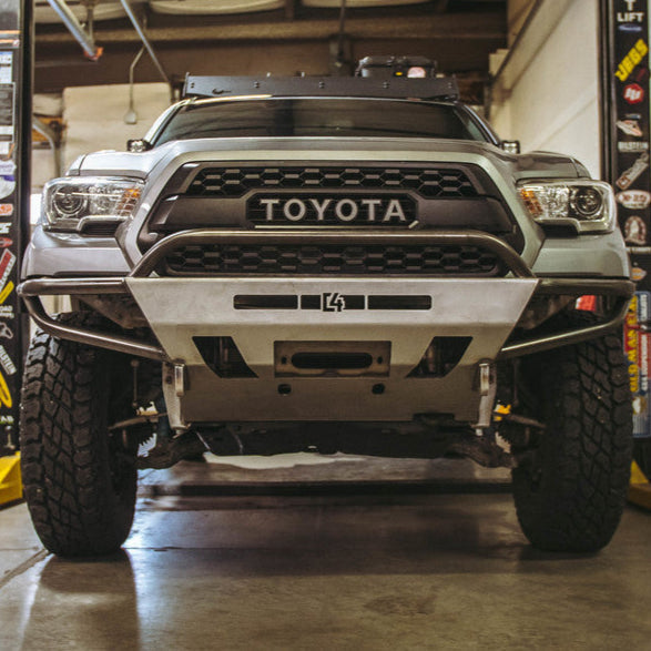Bare steel view of the C4 Hybrid bumper with mid-height bull bar.