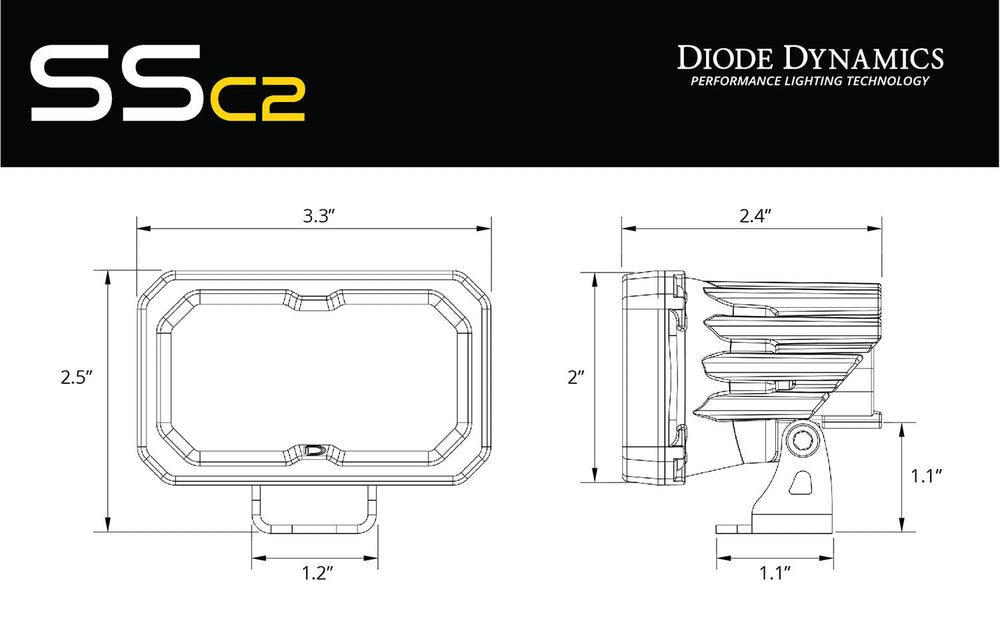 C2 1.0 SAE/DOT White Sport LED Pod (pair)