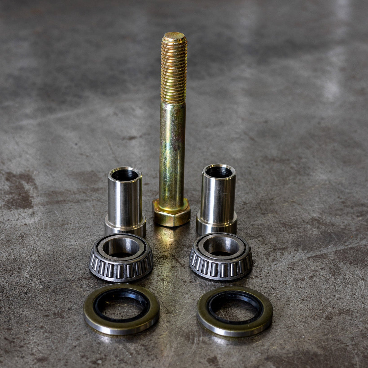 Cover photo for the C4 Swing Arm Rebuild kit with the components emphasized and the background faded out.