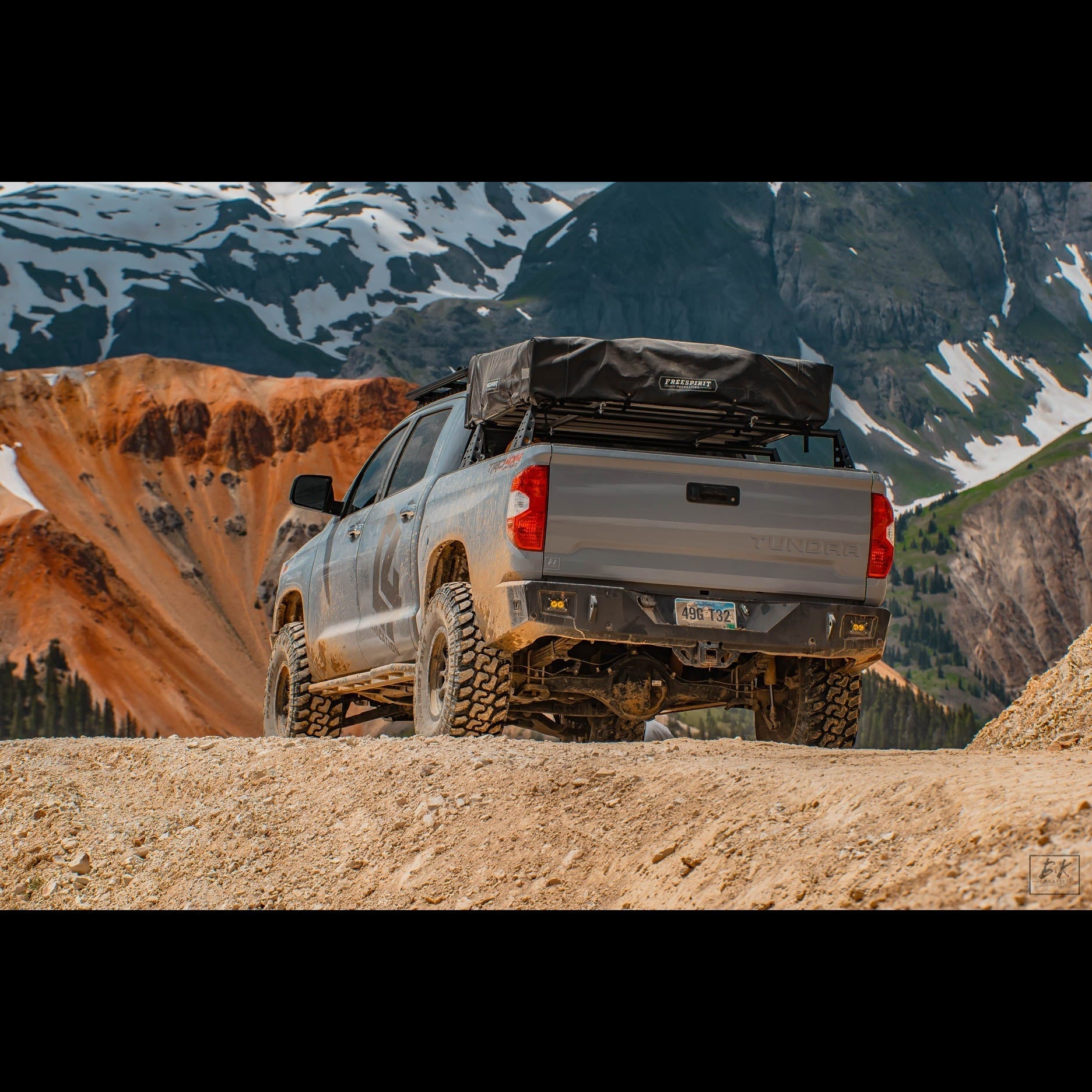 Low angle of the C4 Overland bumper for the 2014-2021 Tundra.